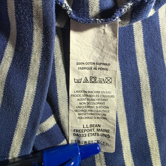 L.L.Bean Womens Supima Cotton Striped Turtleneck Top L Regular Blue/White - Picture 3 of 6